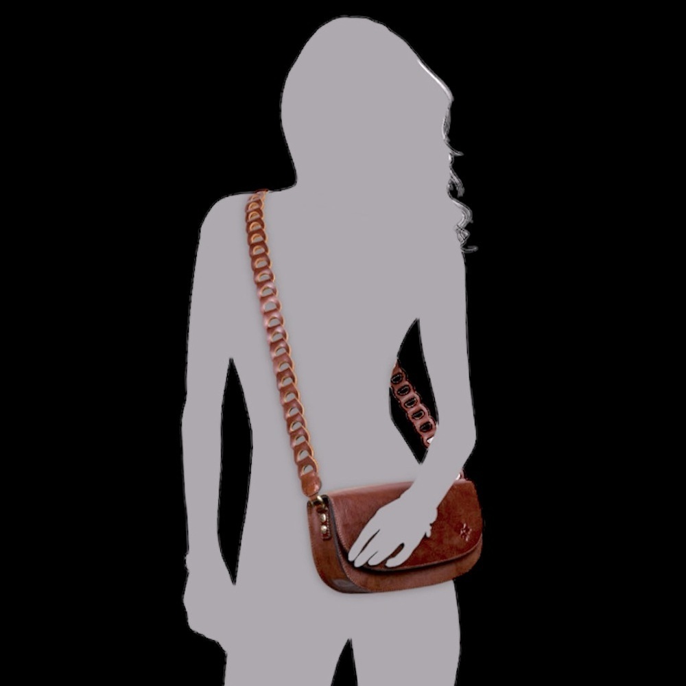 Patricia Nash Chelsey Boho Chain-link Leather Crossbody NWOT + Dust Bag + COA - Picture 2 of 9